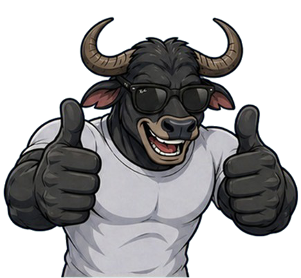 Kabi's bull mascot cheering